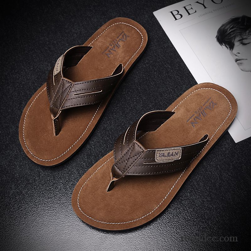 Flip Flops Herren Sommer Casual Hausschuhe Rutschsicher Mode Sandalen Sandfarben Schwarz