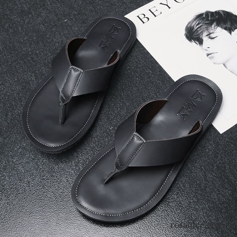 Flip Flops Herren Sommer Casual Hausschuhe Rutschsicher Mode Sandalen Sandfarben Schwarz