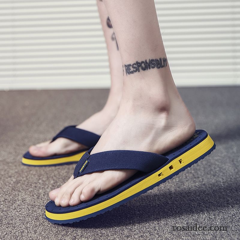 Flip Flops Herren Sommer Dicke Sohle Schüler Schuhe Draussen Hausschuhe Grün Sandfarben