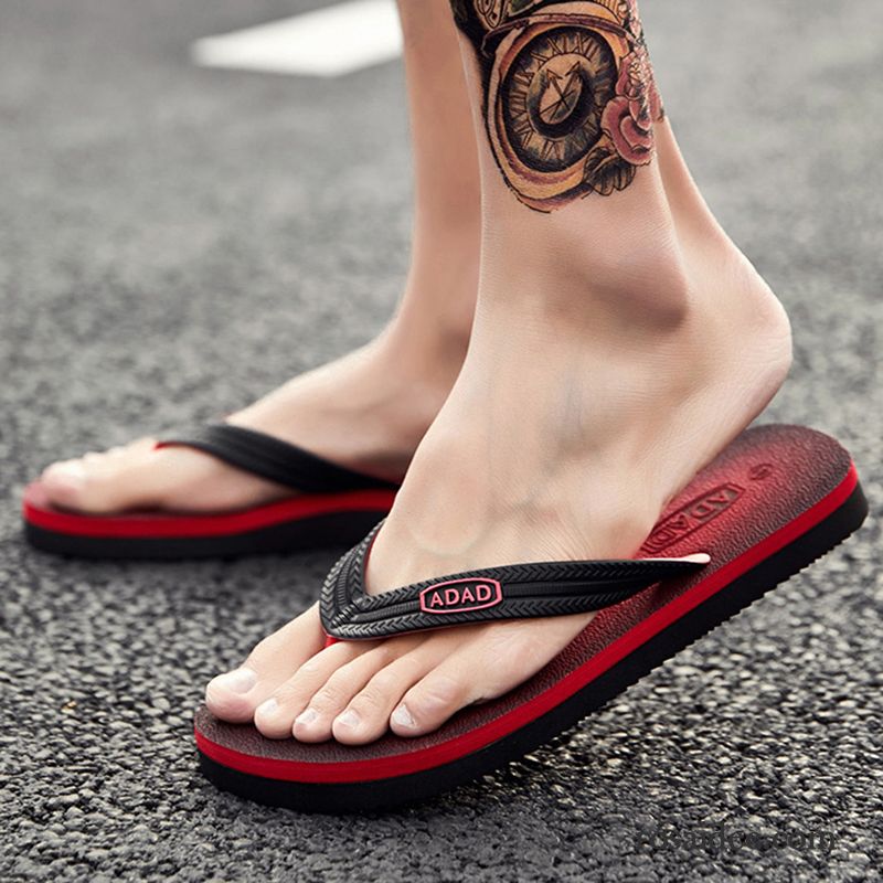 Flip Flops Herren Sommer Dicke Sohle Schüler Schuhe Draussen Hausschuhe Grün Sandfarben