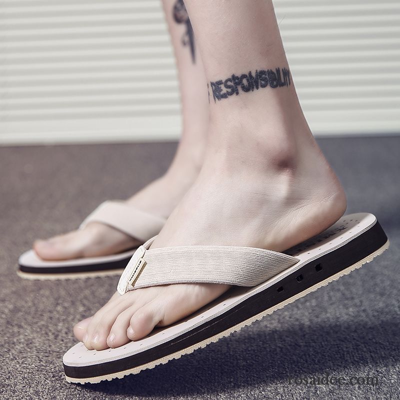 Flip Flops Herren Sommer Dicke Sohle Schüler Schuhe Draussen Hausschuhe Grün Sandfarben