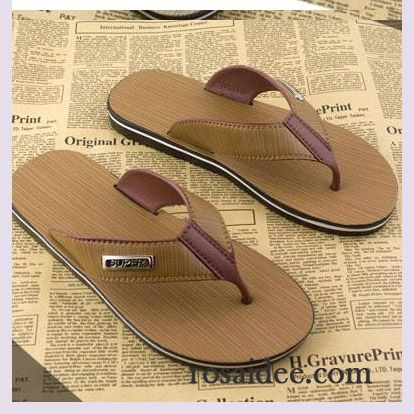 Flip Flops Herren Sommer Flache Pantolette Schuhe Sandalen Rutschsicher Khaki Sandfarben