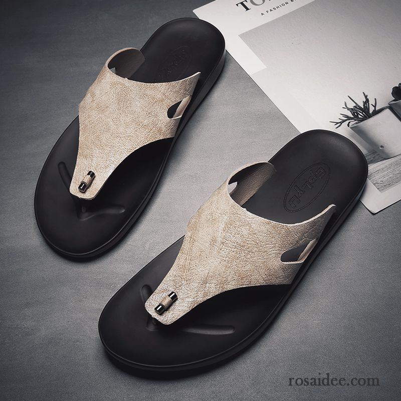 Flip Flops Herren Sommer Hausschuhe Neue Mode Persönlichkeit Trend Sandfarben Weiß