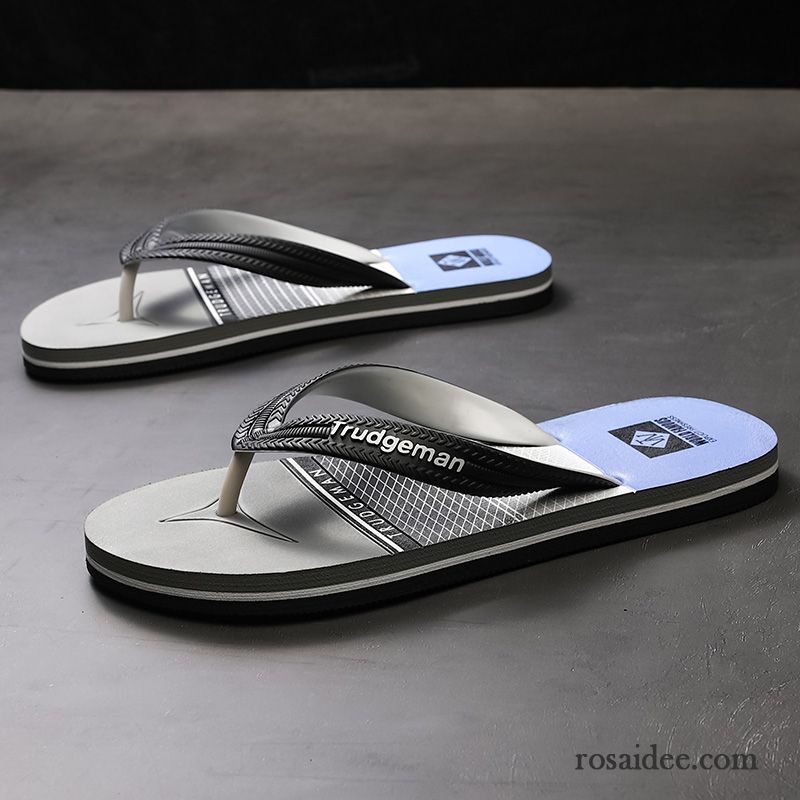 Flip Flops Herren Sommer Hausschuhe Persönlichkeit Mode Rutschsicher Neue Grau