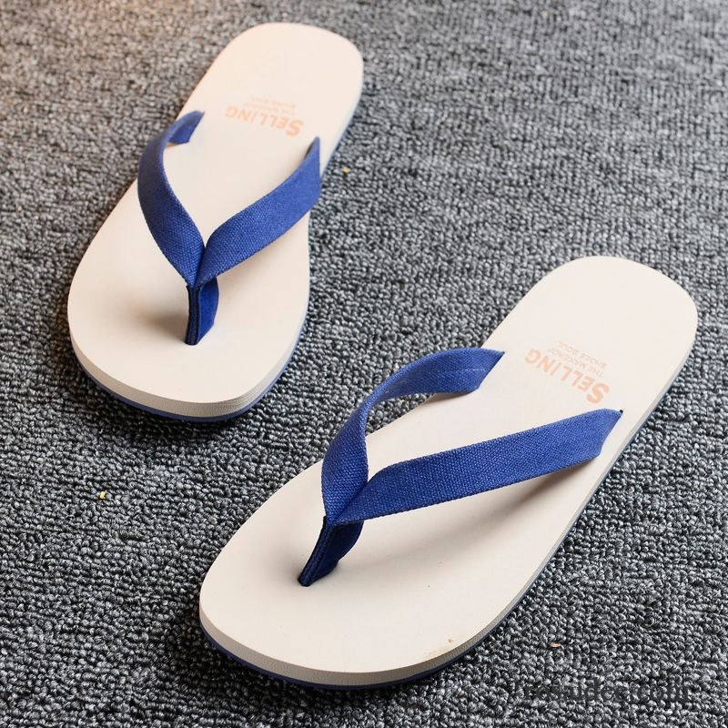 Flip Flops Herren Sommer Hausschuhe Rutschsicher Trend Neue Persönlichkeit Sandfarben Blau