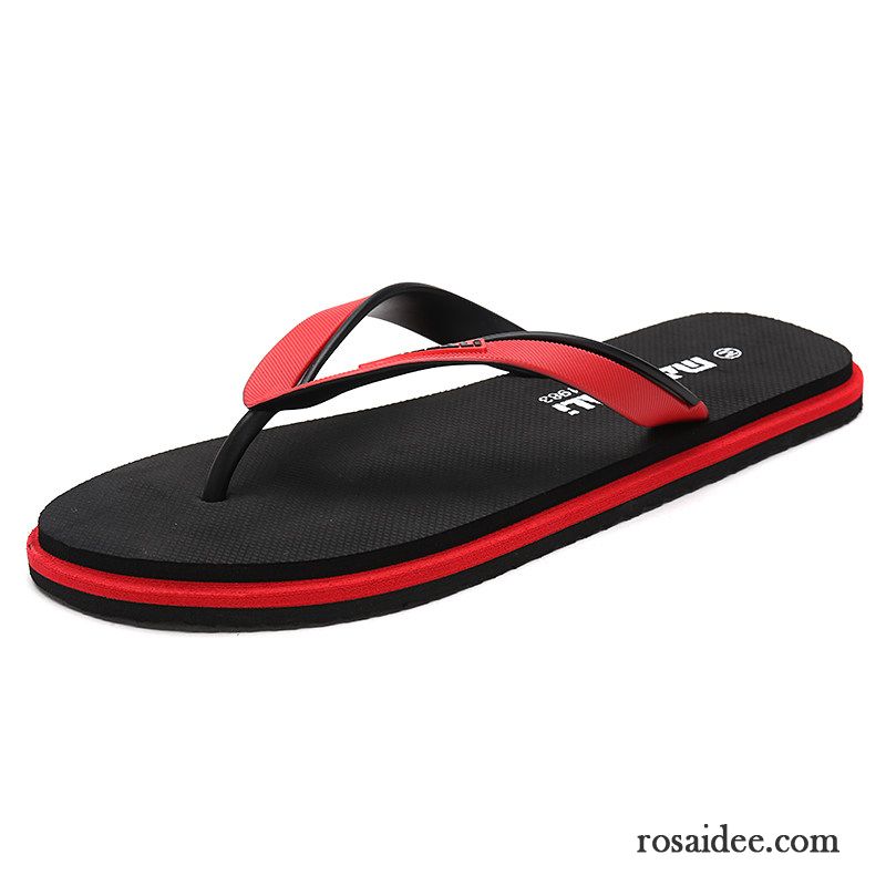 Flip Flops Herren Sommer Hausschuhe Tragen Neue Rutschsicher Trend Sandfarben Rot