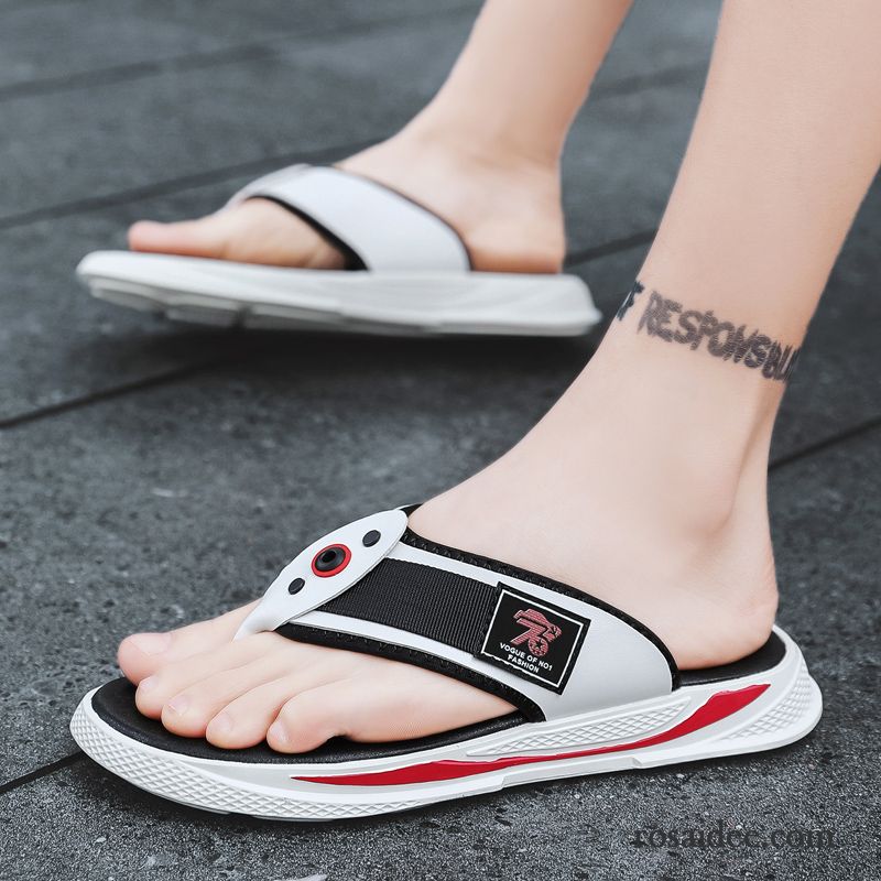 Flip Flops Herren Sommer Persönlichkeit Hausschuhe Trend Rutschsicher Sandalen Weiß