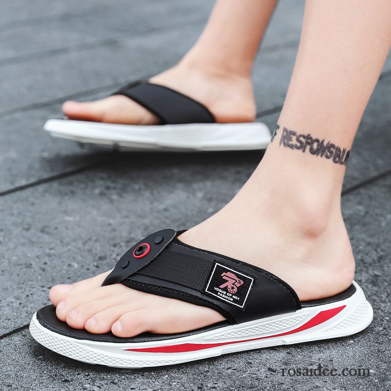 Flip Flops Herren Sommer Persönlichkeit Hausschuhe Trend Rutschsicher Sandalen Weiß