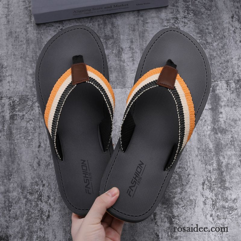 Flip Flops Herren Sommer Persönlichkeit Trend Mode Hausschuhe Rutschsicher Sandfarben Grau