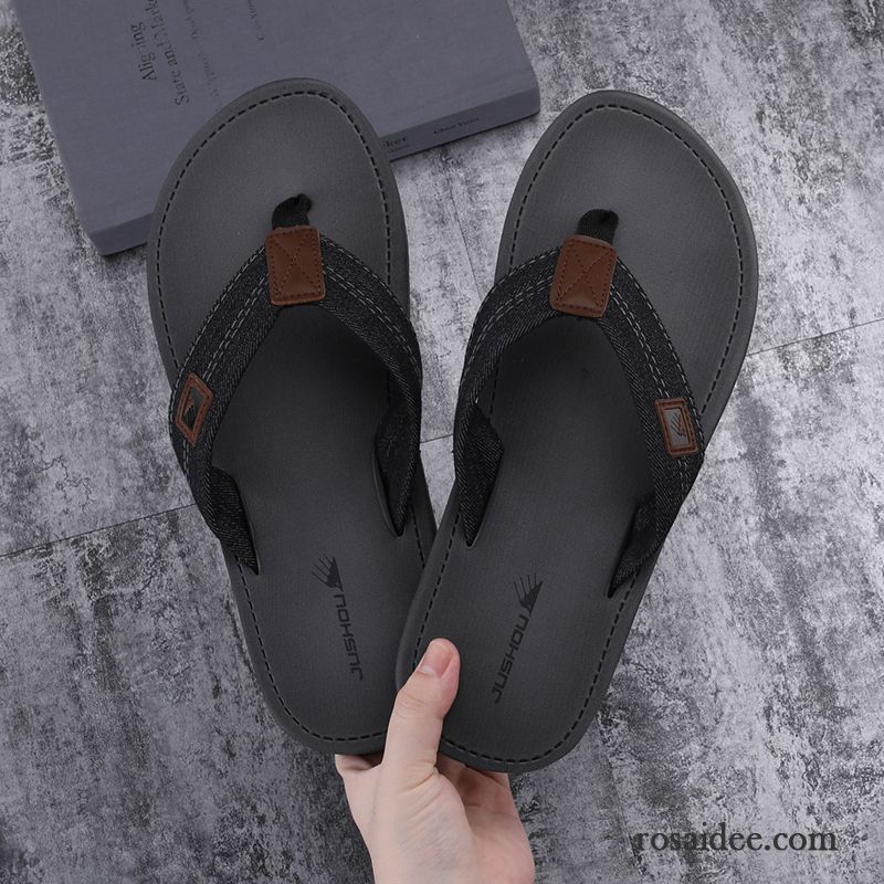 Flip Flops Herren Sommer Persönlichkeit Trend Mode Hausschuhe Rutschsicher Sandfarben Grau