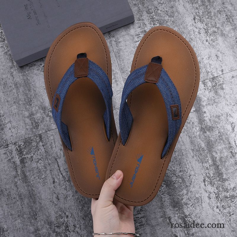 Flip Flops Herren Sommer Persönlichkeit Trend Mode Hausschuhe Rutschsicher Sandfarben Grau