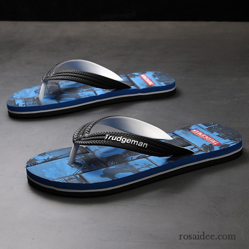 Flip Flops Herren Sommer Rutschsicher Allgleiches Trend Sandalen Hausschuhe Blau