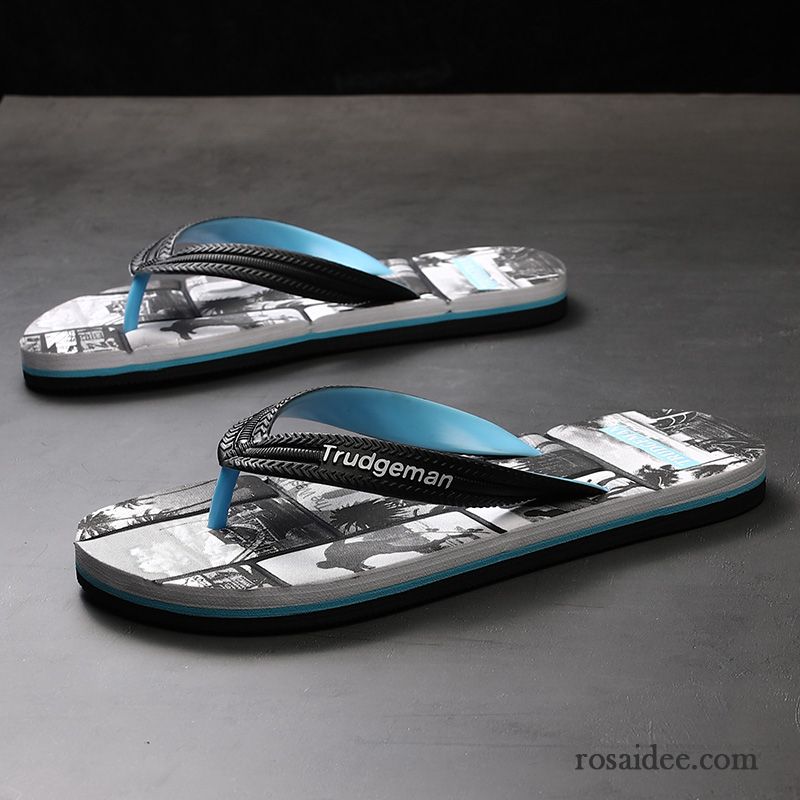 Flip Flops Herren Sommer Rutschsicher Allgleiches Trend Sandalen Hausschuhe Blau