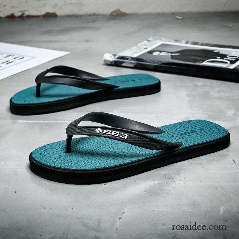 Flip Flops Herren Sommer Rutschsicher Allgleiches Trend Sandalen Hausschuhe Blau