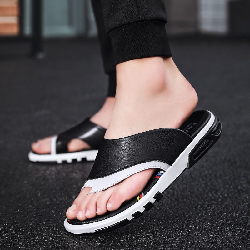 Flip Flops Herren Sommer Sandalen Hausschuhe Trend Persönlichkeit Rutschsicher Sandfarben Schwarz