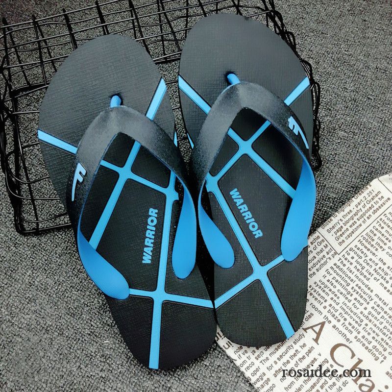 Flip Flops Herren Tragen Hausschuhe Rutschsicher Draussen Einfach Sommer Sandfarben Blau