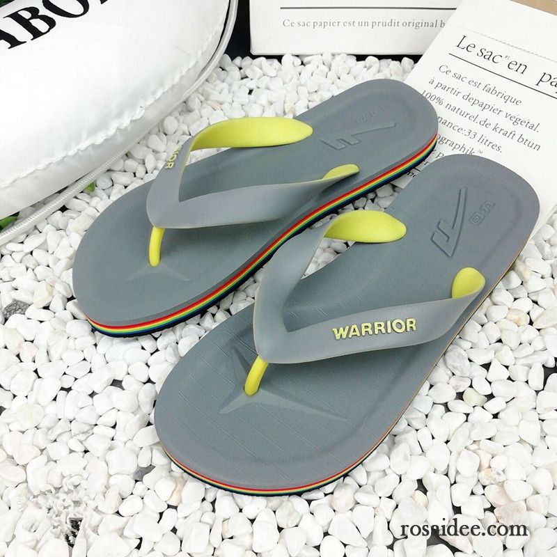 Flip Flops Herren Tragen Hausschuhe Rutschsicher Draussen Einfach Sommer Sandfarben Blau