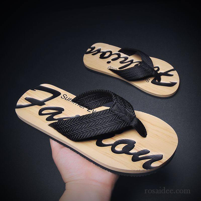 Flip Flops Herren Trend Hausschuhe Persönlichkeit Pantolette Neue Sommer Khaki Sandfarben