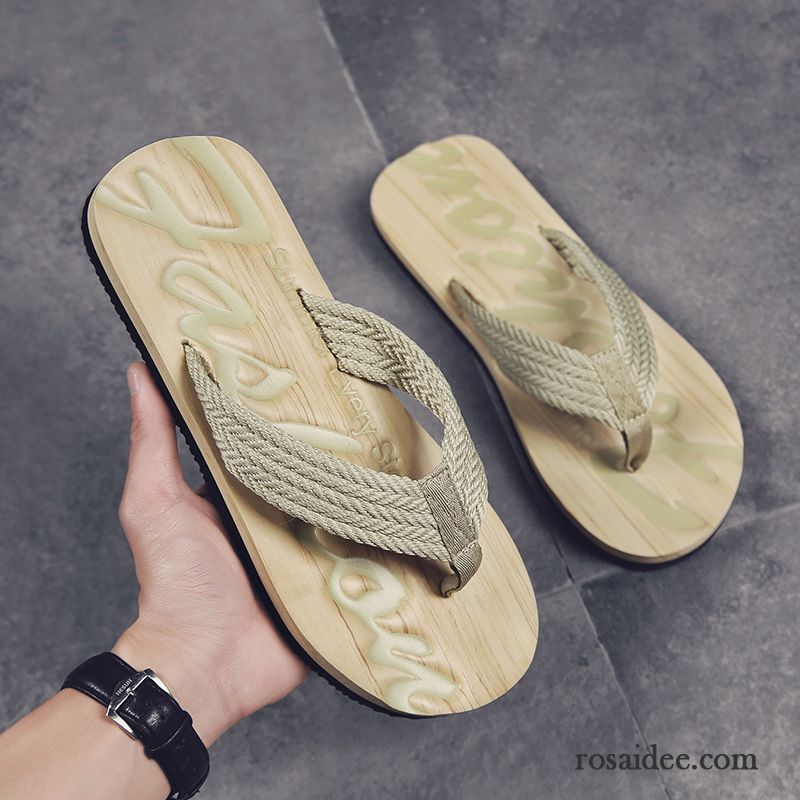 Flip Flops Herren Trend Hausschuhe Persönlichkeit Pantolette Neue Sommer Khaki Sandfarben