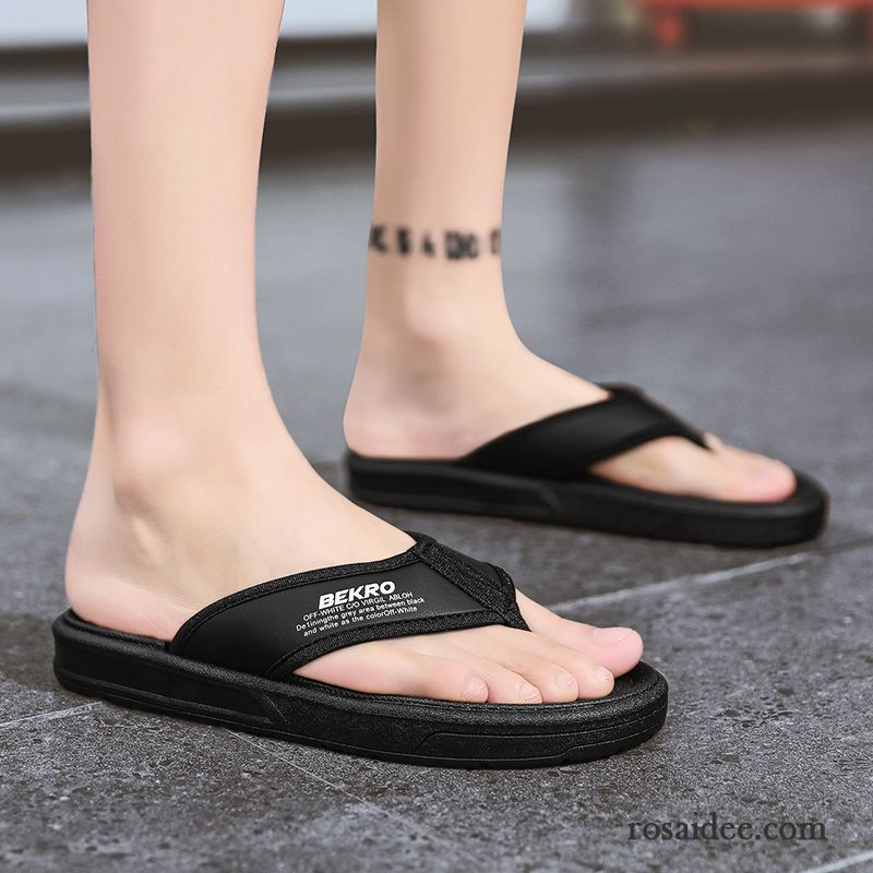 Flip Flops Herren Trend Persönlichkeit Sandalen Sommer Rutschsicher Pantolette Sandfarben Schwarz