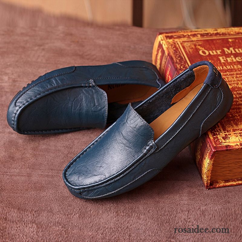 Gefütterte Leder Schuhe Herren Slip-on Schuhe Echtleder Lederschue Weiche Sohle Herbst Herren Faul Atmungsaktiv England Casual Jugend