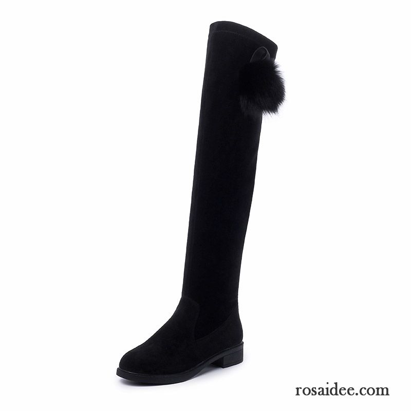 Gefütterte Stiefel Damen Elastizität Allgleiches Herbst Stiefel Thermische Schwarz Damen Winter Flache Dick Neue Rabatt