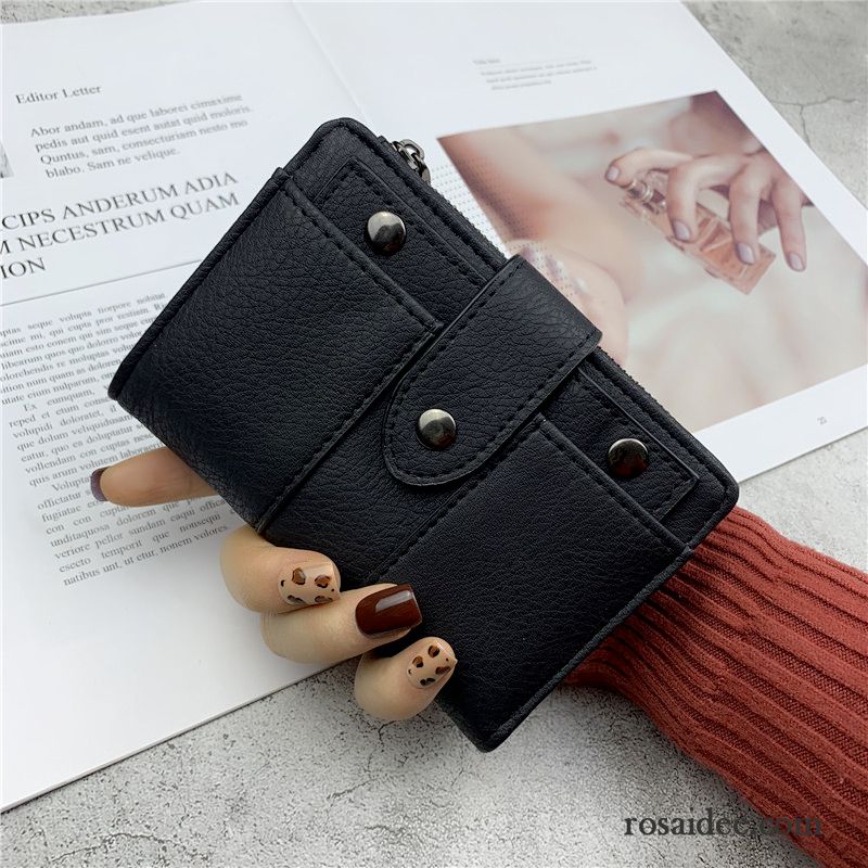 Geldbörse Damen Zwei Falten Einfach Neu Trend Kartentaschen Nubuck Grau