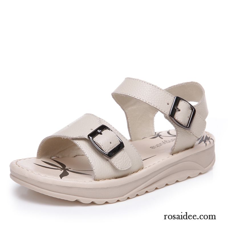 Geschlossene Sandale Damen Sandalen Sommer Flache Echtleder Strand Schüler Plateauschuh Große Größe Schuhe Günstig