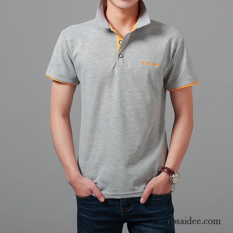 Gestreiftes Modeherren Rein Sommer Trend Revers Jugend Herren Schlank T-shirts Günstig