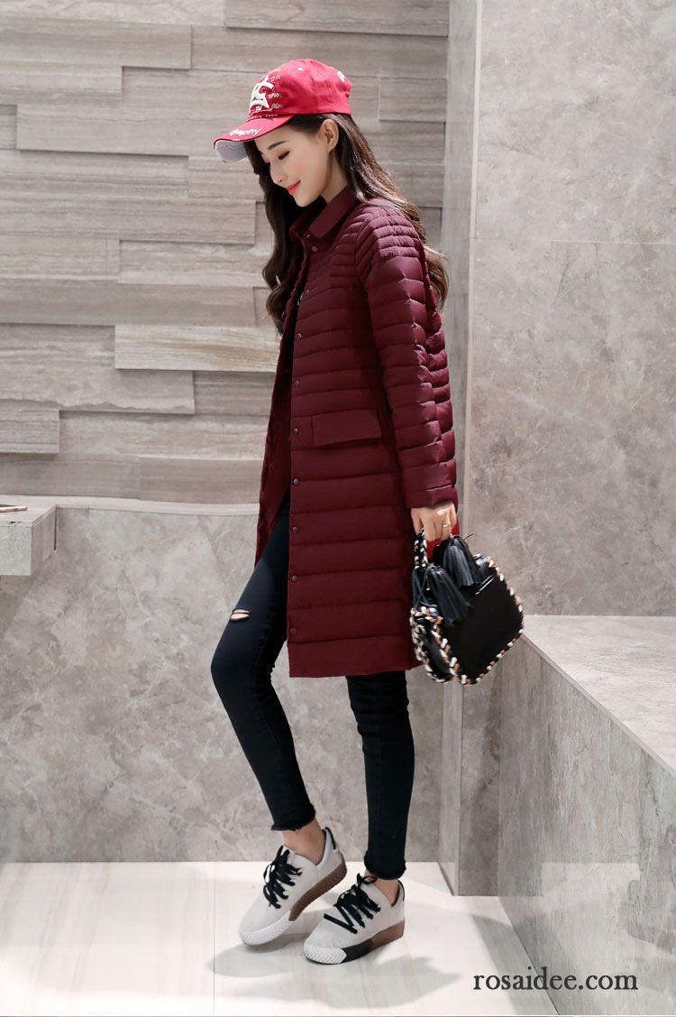 Glänzende Jacken Damen Schlank Herbst Damen Licht Groß Mode Rosa Neu Langer Abschnitt Daunenjacke Trend Winter Günstig