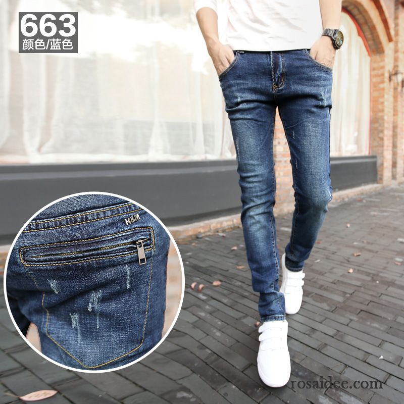 Graue Herren Jeans Neu Bleistift Hose Jeans Schlank Dünn Winter Lange Herren Sommer Trend Herbst Günstig