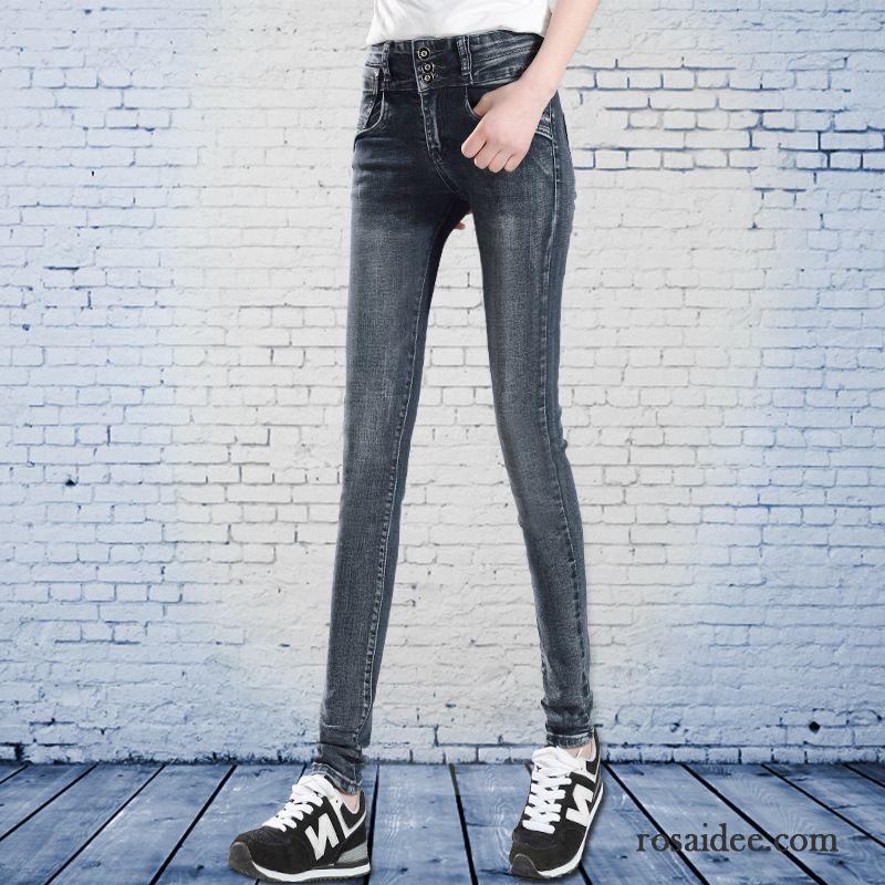 Graue Jeans Damen Hohe Taille Dünn Schlank Damen Bleistift Hose Herbst Elastisch Jeans Große Größe Kaufen