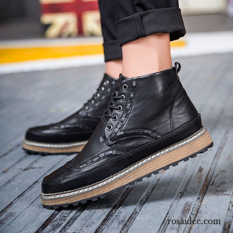 Graue Mode Boots Herren England Hohe Trend Lederschue Martin Stiehlt Casual Herbst Herren Neue Cargohose Schuhe Erhöht Kaufen