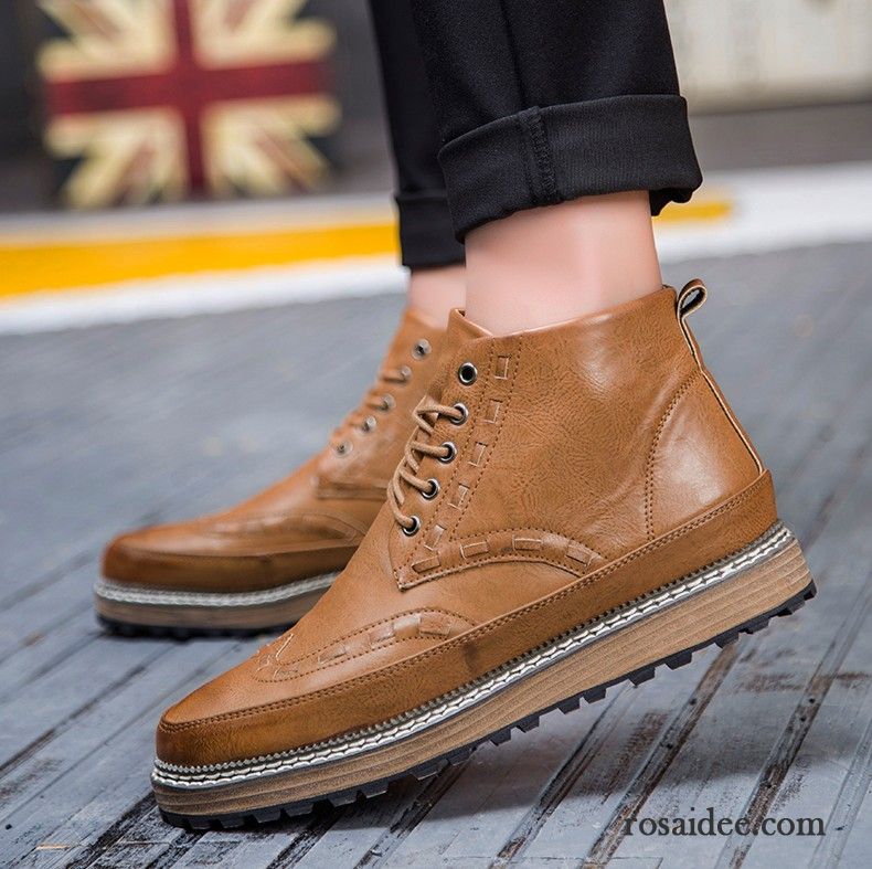 Graue Mode Boots Herren England Hohe Trend Lederschue Martin Stiehlt Casual Herbst Herren Neue Cargohose Schuhe Erhöht Kaufen