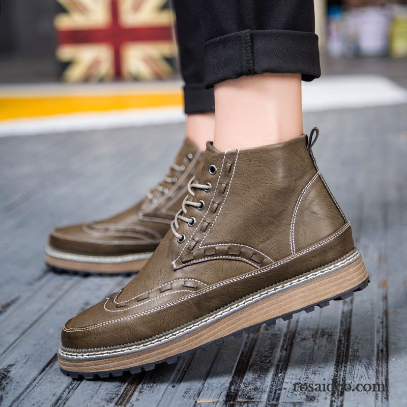 Graue Mode Boots Herren England Hohe Trend Lederschue Martin Stiehlt Casual Herbst Herren Neue Cargohose Schuhe Erhöht Kaufen