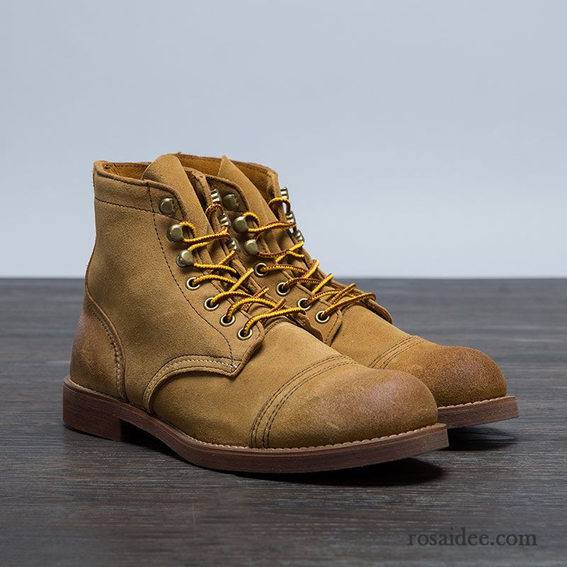 Graue Schuhe Herren Hohe Retro Martin Stiehlt Kurze Stiefel Schuhe Echtleder Cargohose Herren Verkaufen