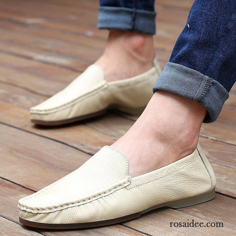 Große Schuhe Herren Tief Slip-on Echtleder Neue Herbst Faul Blau Weiß Casual Herren Atmungsaktiv Schuhe Fahrschuhe Kaufen