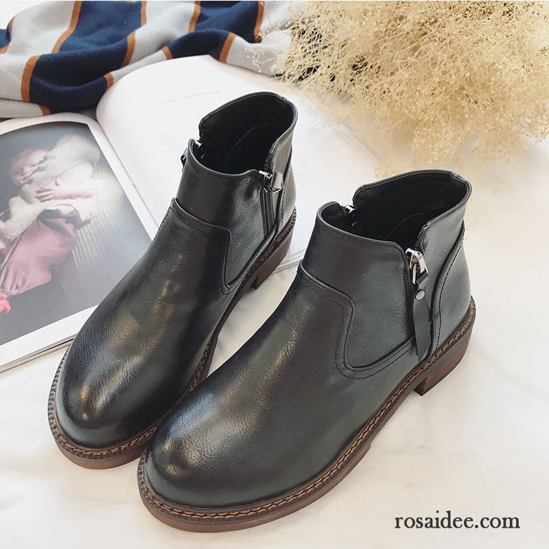 Günstig Schuhe Online Kaufen Retro Runde Zehe Dick Reißverschluss Allgleiches Herbst Winter Martin Stiehlt Plus Samt Damen