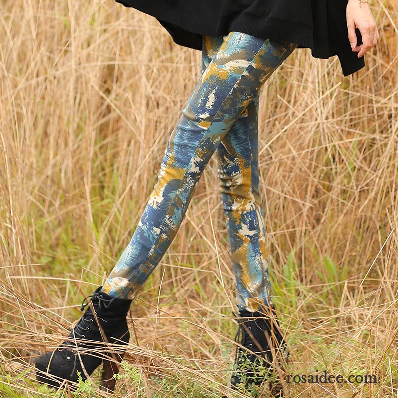 Günstige Hosen Damen Feder Trend Hose Damen Große Größe Herbst Neu Dünn Elastisch Leggings Unter Drucken Outwear Günstig