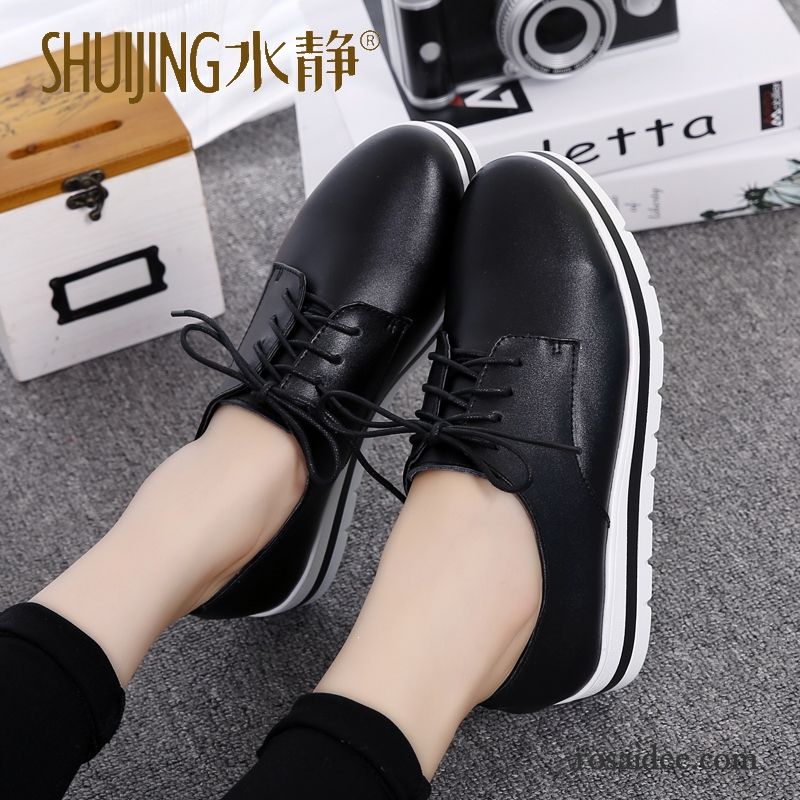 Günstige Schuhe Damen Feder Schuhe Schnürschuhe Casual Weiß Herbst Schüler Damen Neue Dicke Sohle England Lederschuhe