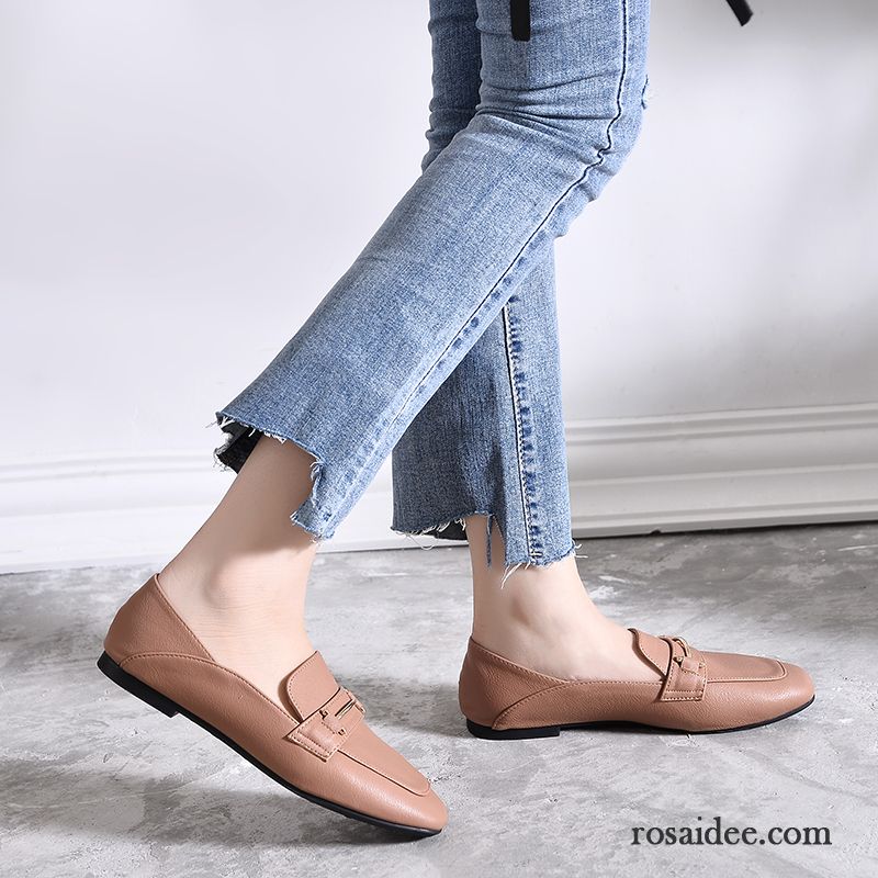 Halbschuhe Damen Herbst Neue England Allgleiches Herbst Lederschuhe Damen Flache Retro Trend Schnürschuhe Rot Halbschuhe Billig