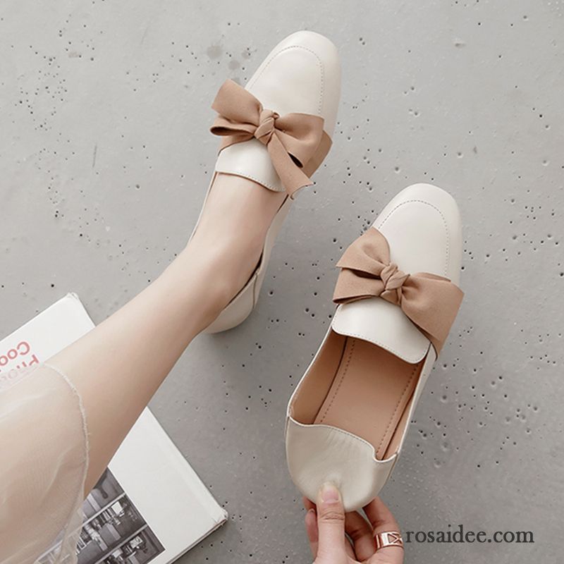 Halbschuhe Damen Neue Flache Weiche Sohle Bogen Schnürschuhe Feder Weiß Beige Rot