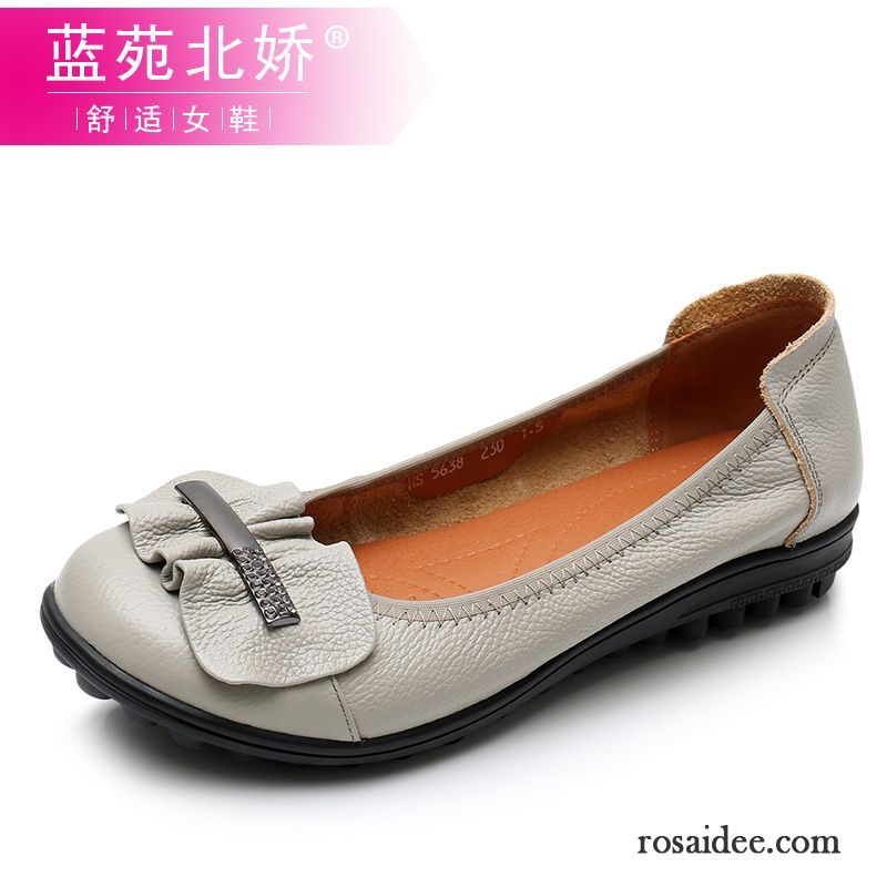 Halbschuhe Damen Sommer Flache Schuhe Schnürschuhe Neue Gemütlich Große Größe Grau Beige