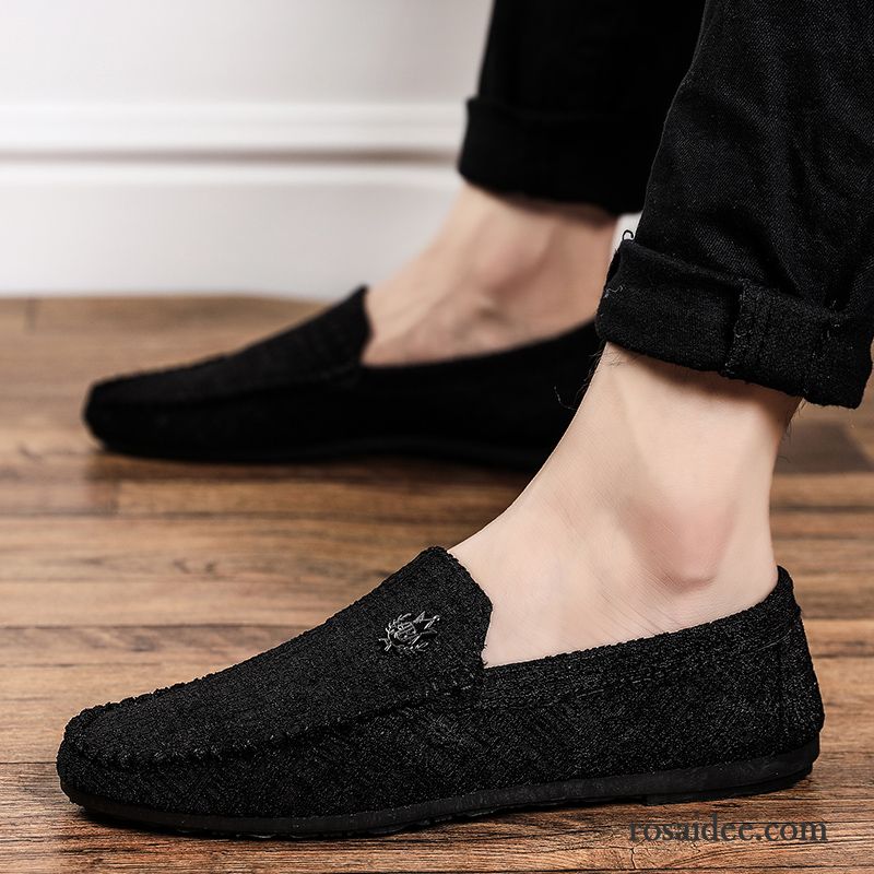 Halbschuhe Herren Atmungsaktiv Casual Neue Lederschue Sommer Allgleiches Schwarz