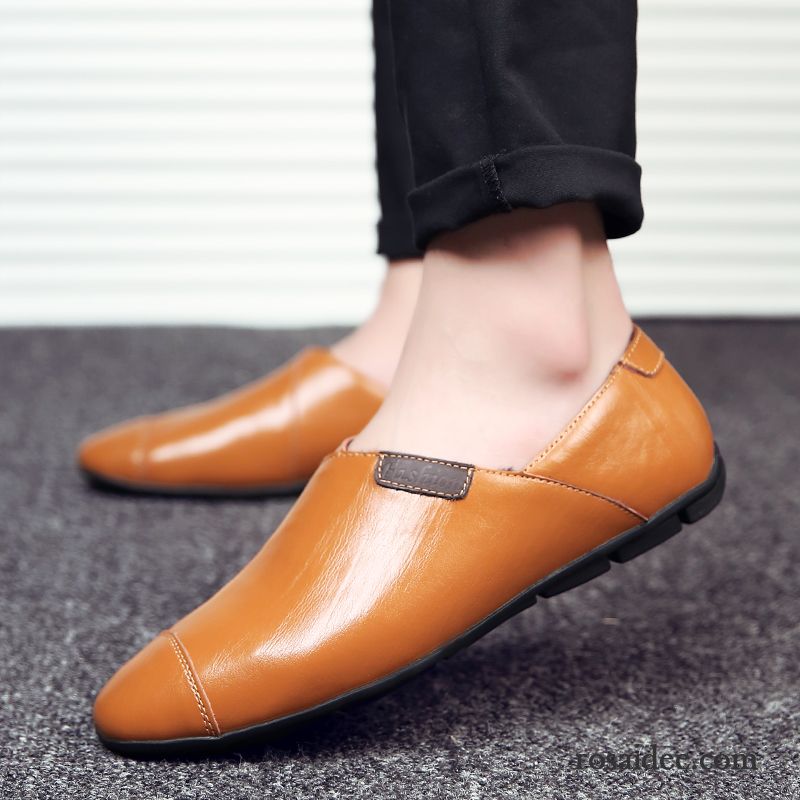 Halbschuhe Herren Braun Casual England Trend Sommer Mode Faul Tief Allgleiches Herren Lederschue Neue Schuhe Blau Günstig