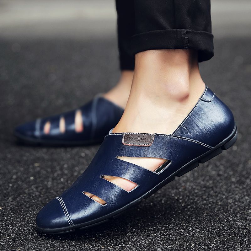 Halbschuhe Herren Braun Casual England Trend Sommer Mode Faul Tief Allgleiches Herren Lederschue Neue Schuhe Blau Günstig
