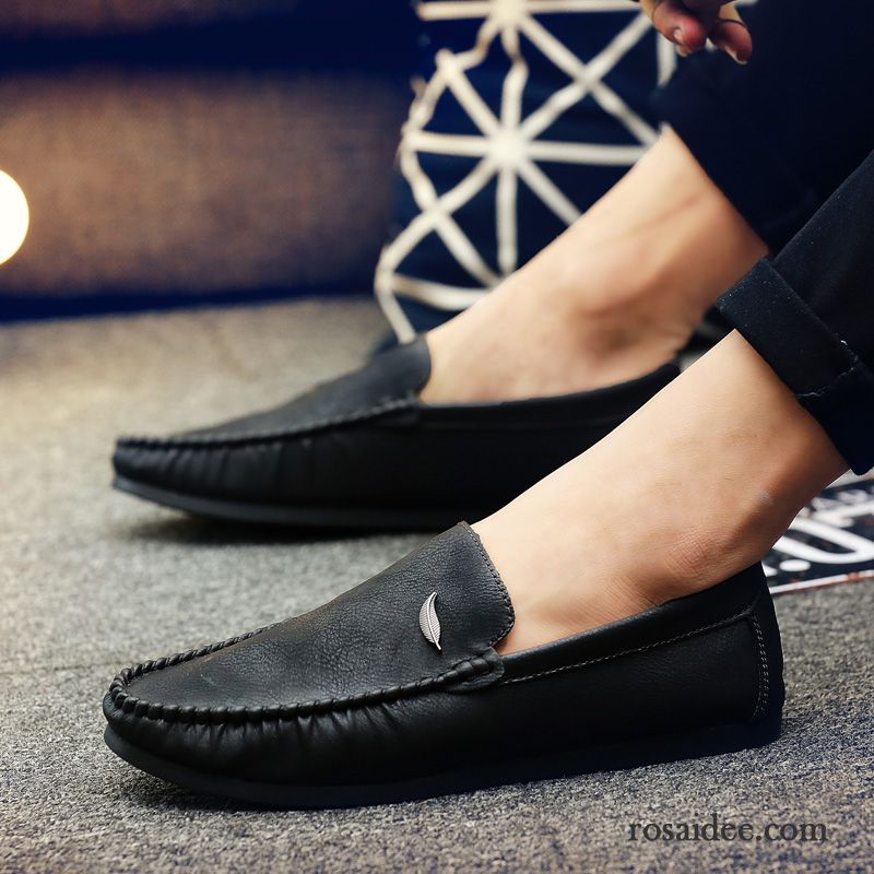 Halbschuhe Herren Braun Trend Casual Schuhe Lederschue Feder Slip-on Faul Herren Jugend Grau Billig