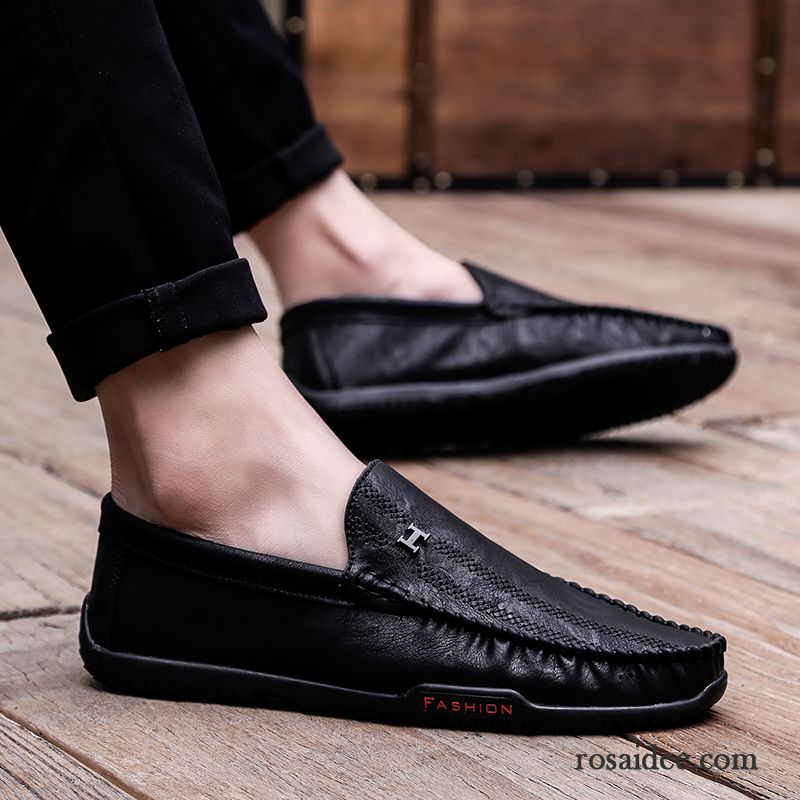 Halbschuhe Herren Casual Faul Slip-on Trend Atmungsaktiv Sommer Schwarz