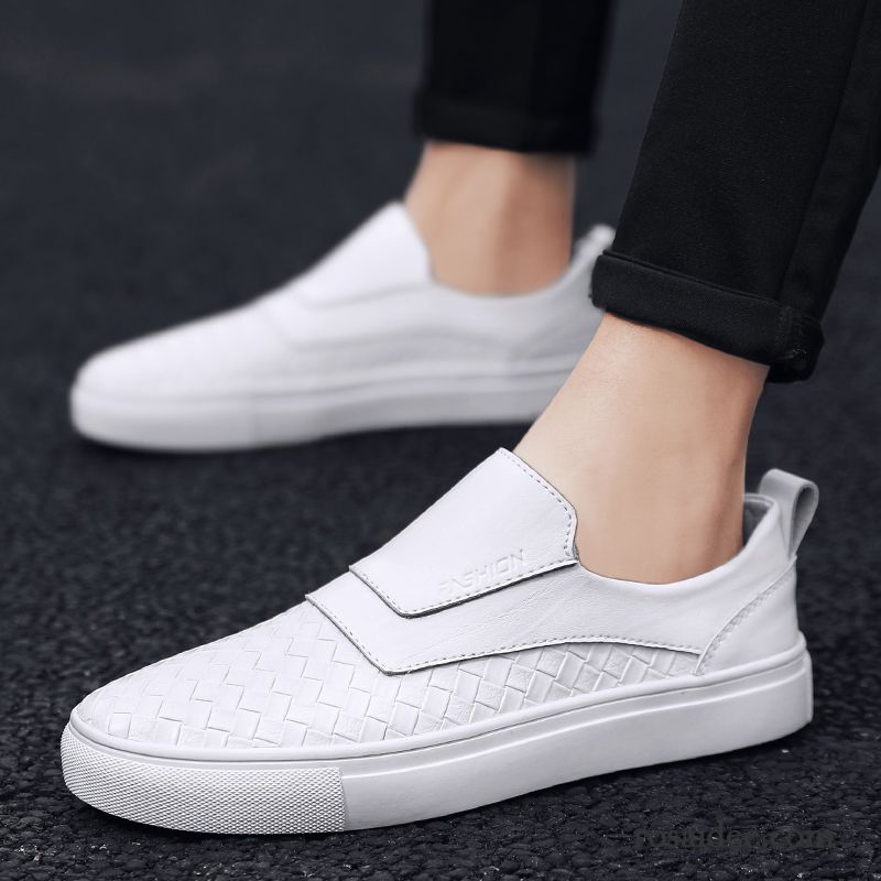 Halbschuhe Herren Echtleder Allgleiches Neue Trend Faul Casual Dunkelblau