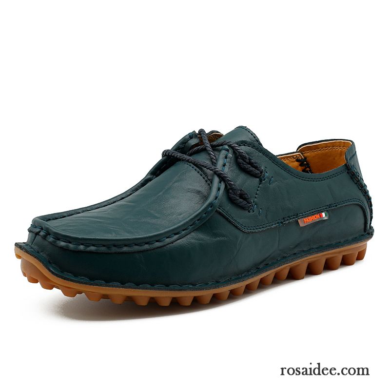 Halbschuhe Herren Echtleder Feder Neue Casual Marke Lederschue Blau Braun Gelb